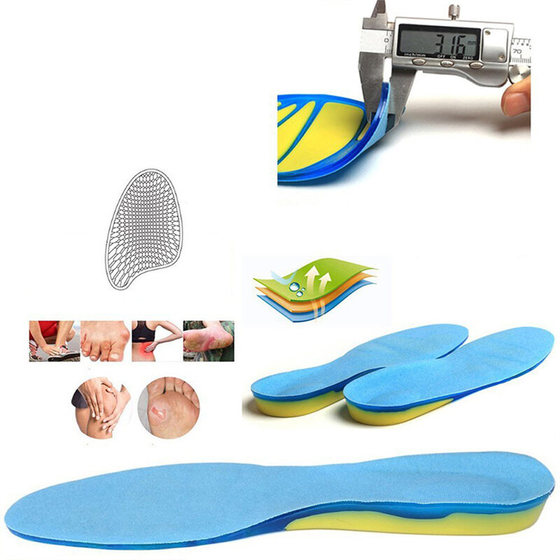 1 paio Unisex TPE Silicone Gel in esecuzione Sport solette cura del piede fascite plantare solette ortopediche massaggiare pattini Pads Cтельки