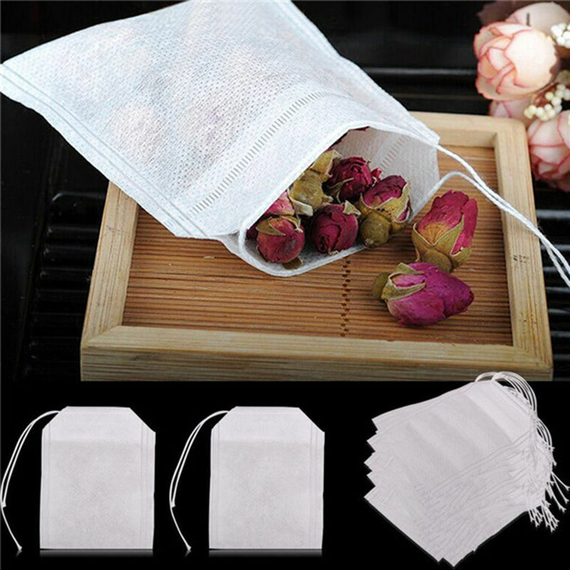 100Pcs/one-time Batch of Tea Bags Empty Aroma Tea Bag And String Treatment Sealed Filter Paper Herbal Loose Tea Home storage Hot
