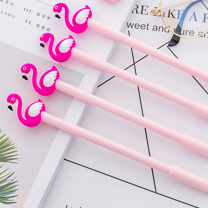Caneta de gel flamingo de desenhos animados, caneta papelaria fofa de cisne, caneta de assinatura de silicone, presente criativo, material escolar kawaii, 1 peça