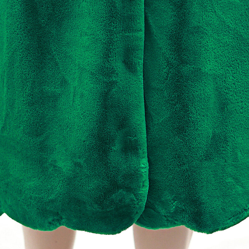 Nerazzurri-abrigo largo de piel sintética para mujer, abrigo largo, verde, esponjoso, cálido, con cuello alto, moda coreana, color negro y rosa, 2021