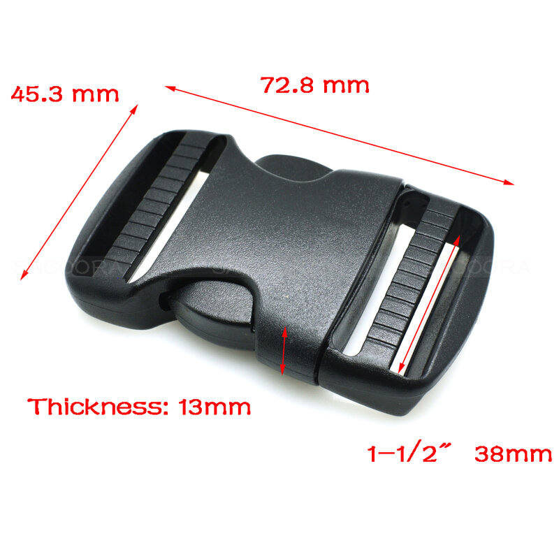 Fivela de plástico de 20mm 25mm 32mm ~ 50mm, hardware duplo ajustável de liberação de lado, bolsa tática de cinto, peças de cinta