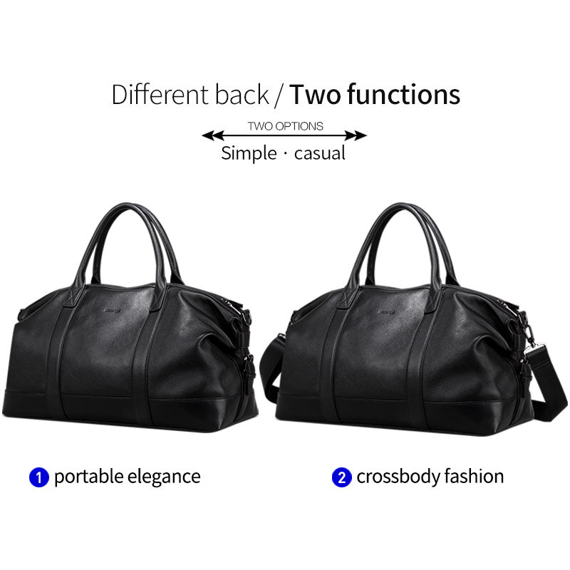 BOPAI 2020 Genuine Leather Travel Duffle Bags Men Soft Top Layer Cow Leather Weekend Travel Bags Unisex Real Leather duffel Bags