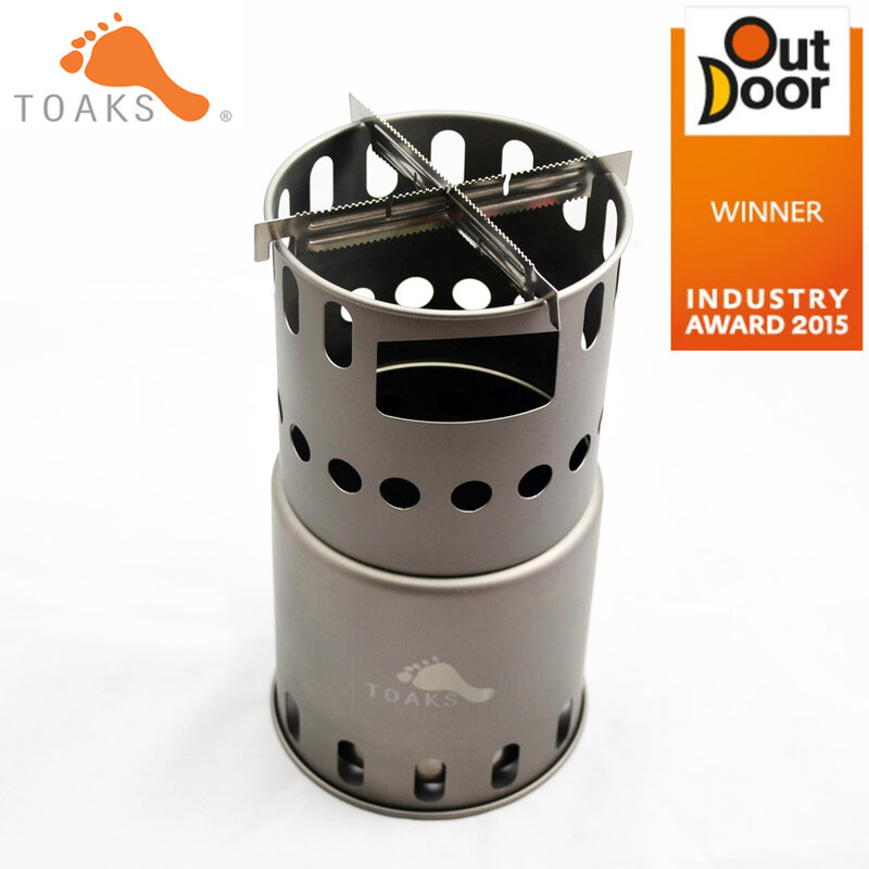 Toaks STV-11 Titanium Wood Gas Outdoor Camping Stove, Backpacking Wood Burning Stove with Cross Bars
