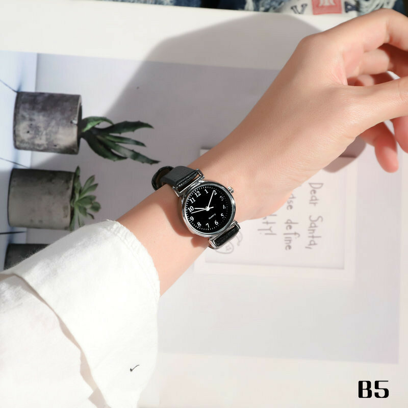 Relojes Retro informales para Mujer, pulsera de cuero negro, resistente al agua, de cuarzo, de lujo
