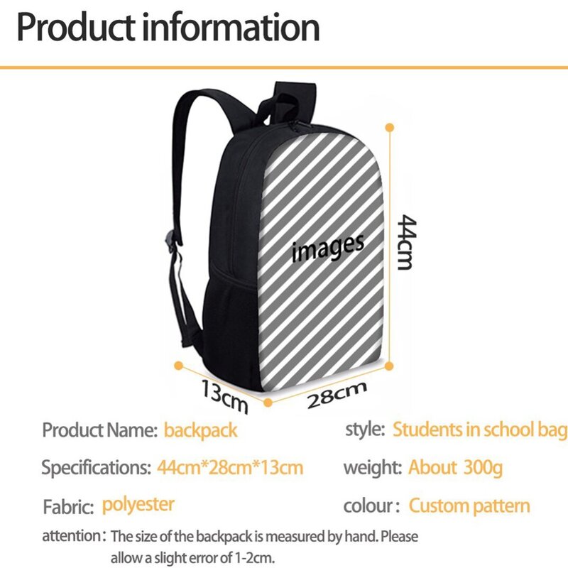 Nopersonality Schoolbag 소년을위한 16 인치 인기 얼룩말 인쇄 학교 가방 어린이 학교 동물 가방 초등학교 학생 도서 가방