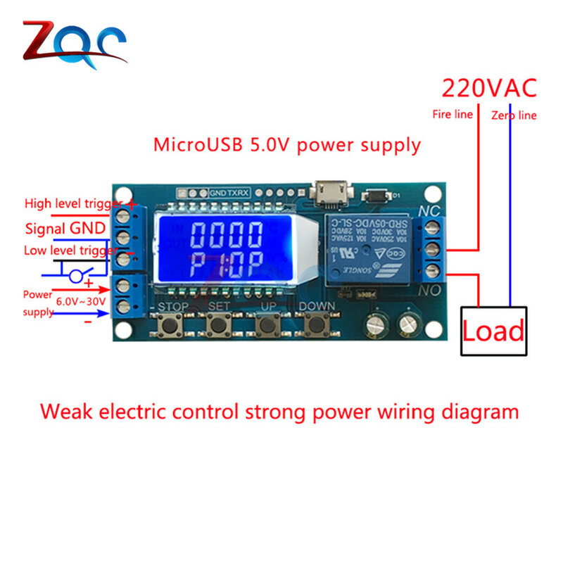 Micro USB Digital LCD Display Time Delay Relay Module DC 6-30V Control Multifunction Timer Switch Trigger Cycle Module Board