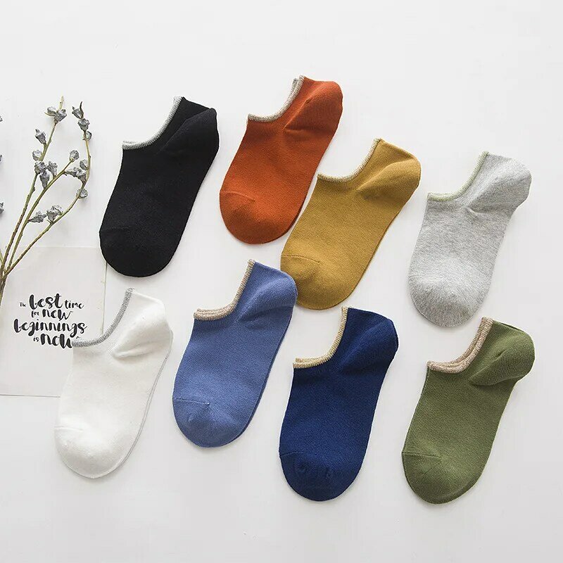 Мужские невидимые носки мужские хлопковые носки для отдыха короткие носки до щиколотки Повседневные тапочки-башмачки для мальчиков 5 пар = ...
