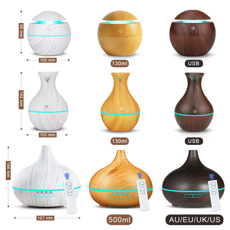 KBAYBO Aroma Air Humidifier Wood Aroma Essential Oil Diffuser Ultrasonic Humidifier cool Mist Maker for Home Spa Mini Humidifier