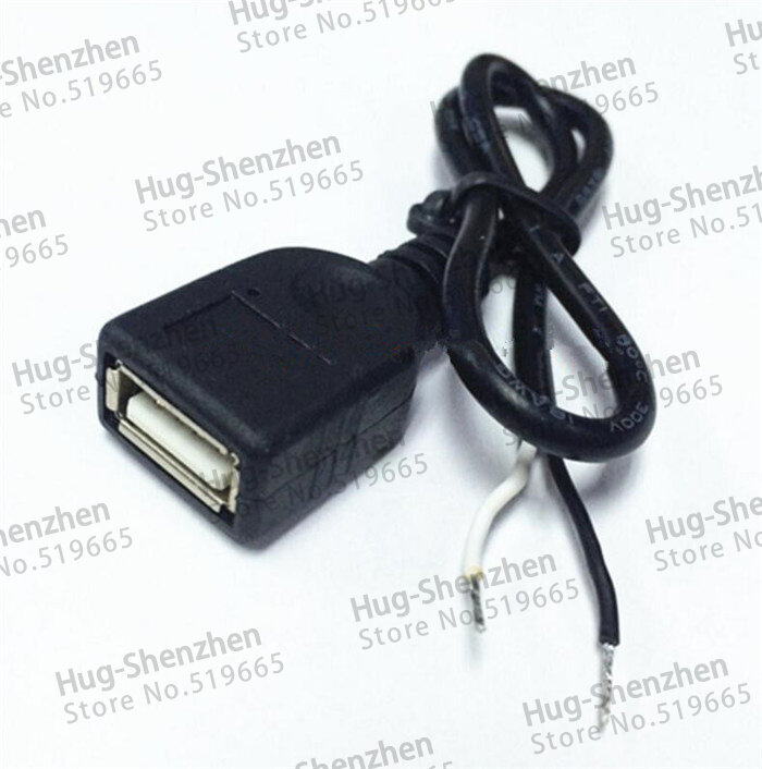 High quality USB female socket data adapter plug jcak Cable ,2Pin 2A3A ,Soldering ,DIY ,30CM  10pcs/lot