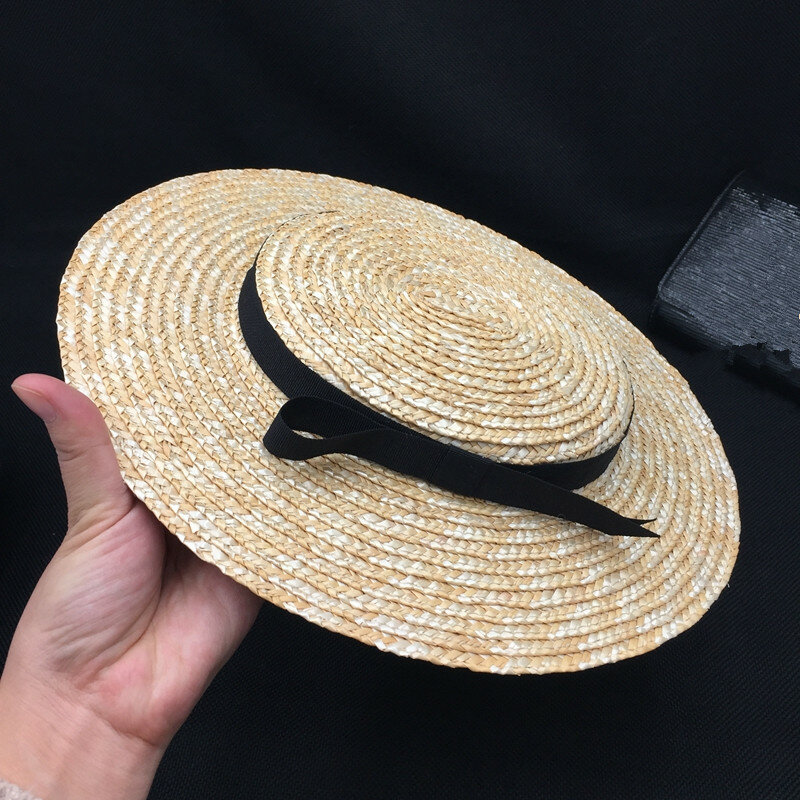 Sombrero de paja elegante y a la moda, sombrero de paja con lazo de aristogato francés para escenario