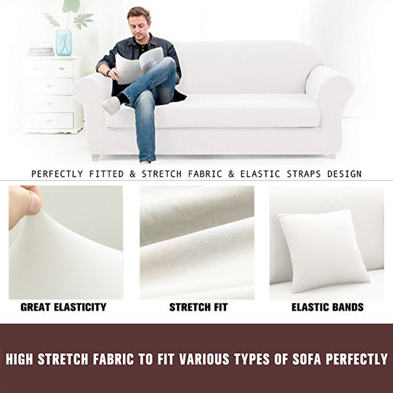 Capa de sofá universal antiderrapante, cobertura elástica para sala de estar com elastano, para 1/2/3/4 assentos