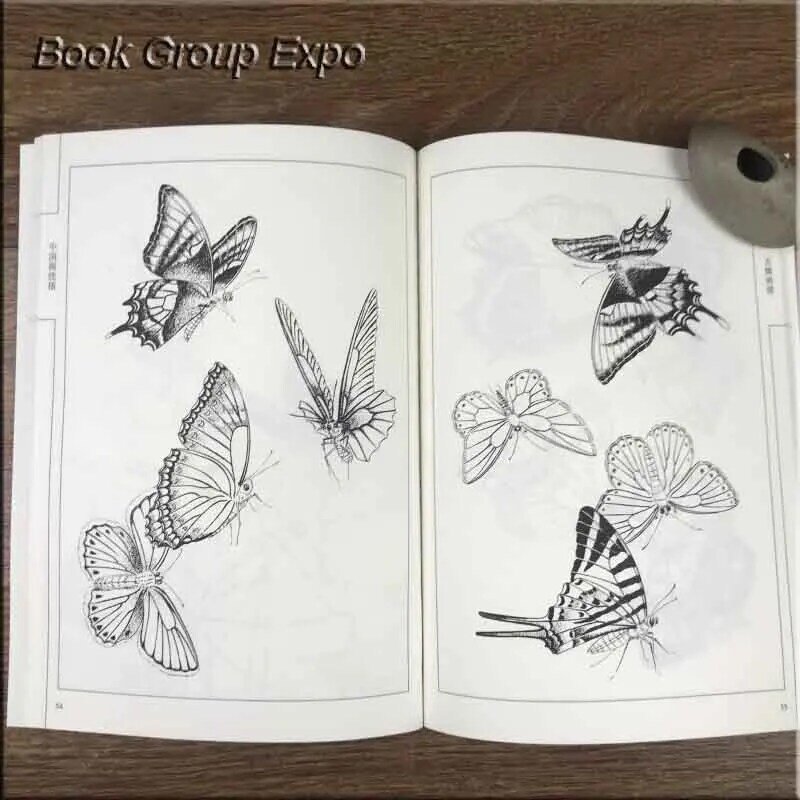 Cem livros de arte com pinturas de borboletas, de pau qinfang, livro de colorir para adultos, relaxamento e antiestresse, livro de pintura