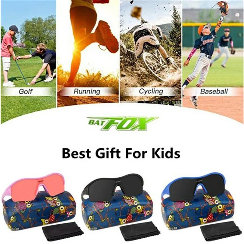Batfox-男の子と女の子のためのクールな子供用サングラス,安全で超快適なスポーツゴーグル,ギフト付き