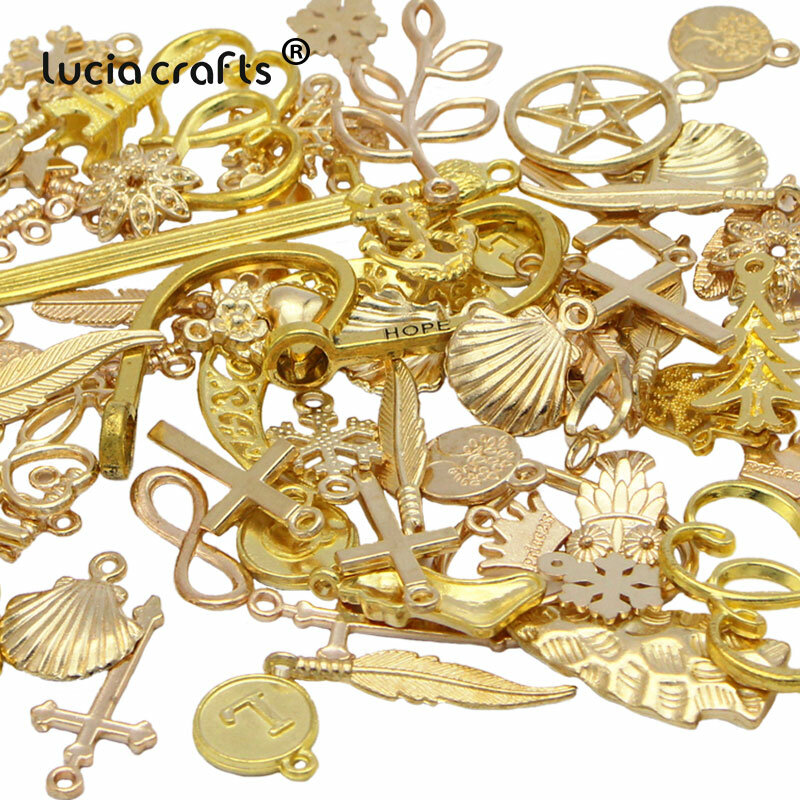 Lucia colar de metal com pingente, joia de liga de bronze antigo para artesanato, tamanhos mistos, 25 g/lote g1006