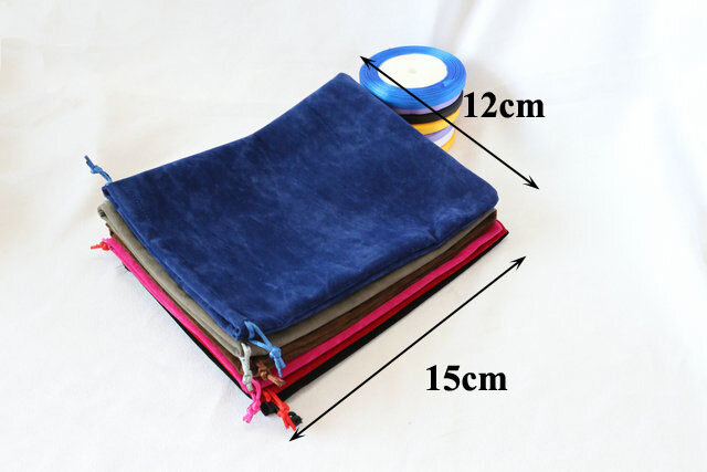 12x15 cm DOUBLE Sided Drawstring Velvet Bags For Jewellery Jewelry Pouches Christmas Packaging Gift Bag With Flannel Ribbon