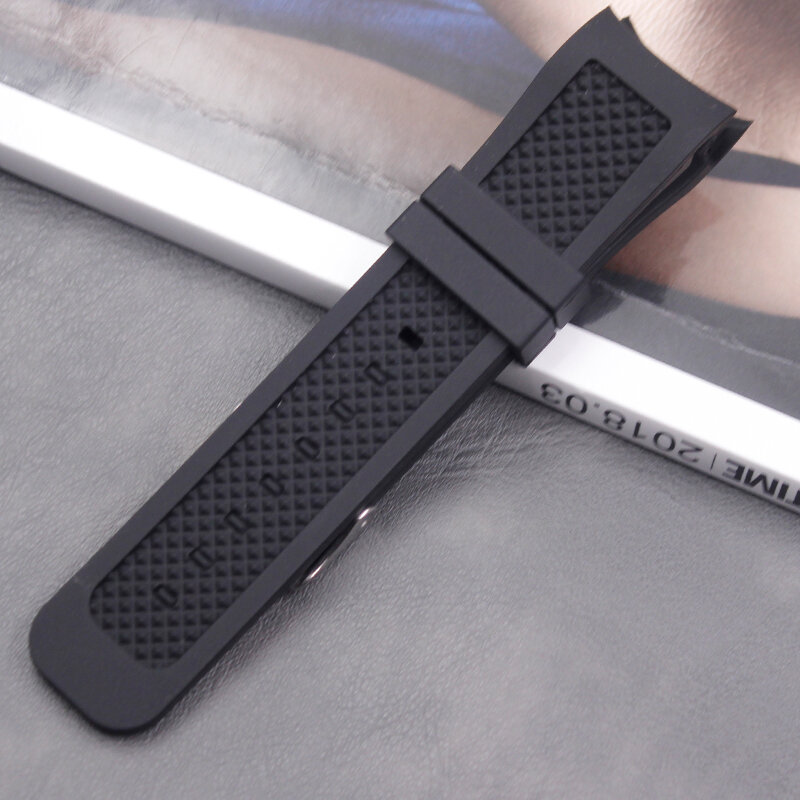 Silicone strap men's watch accessories buckle 24mm ladies outdoor sports waterproof sweat-proof soft rubber strap