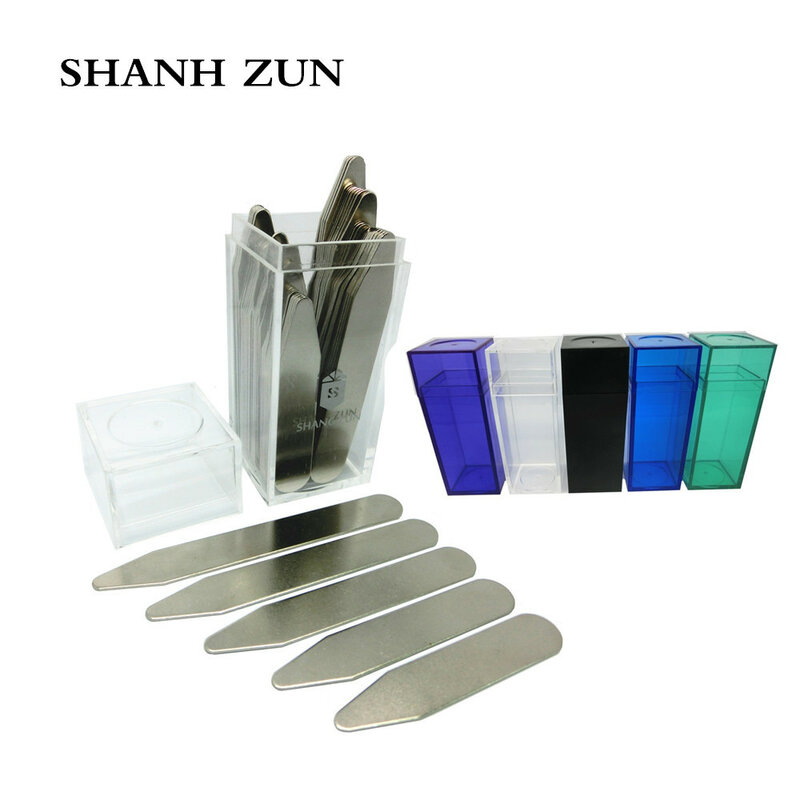 SHANH ZUN 10 Pcs Stainless Steel Metal Collar Stays Gift Present Shirt Bone Stiffeners Insert with Different Color Bottles