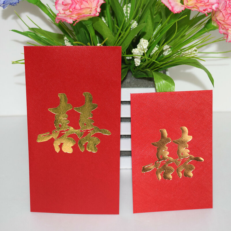 Sobres Rojos grandes para boda, sobres para novia y novio, adornos decorativos de personaje chino, 25 piezas/1 lote, envío gratis
