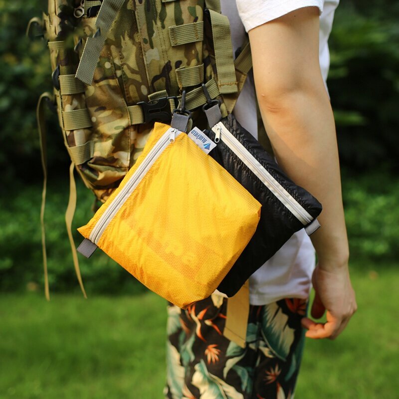 Bolsa impermeável para acampamento, caminhadas ao ar livre com gancho, bolsa de armazenamento com zíper, 4 cores, bolso