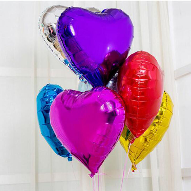 Globo de aluminio con forma de estrella y corazón mezclado para adultos, globo metálico de helio para decoración de fiesta de cumpleaños, boda y bebé, 18 pulgadas, 5 unids/lote
