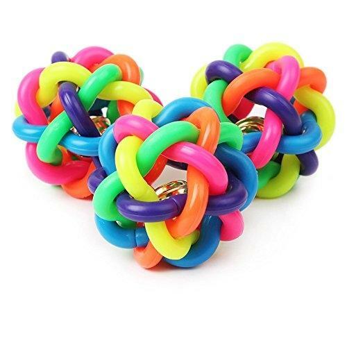 RCtown – boules de caoutchouc rebondissantes colorées avec cloche, jouet pour l'entraînement des animaux domestiques, à mâcher, taille 2.16 pouces, zk25