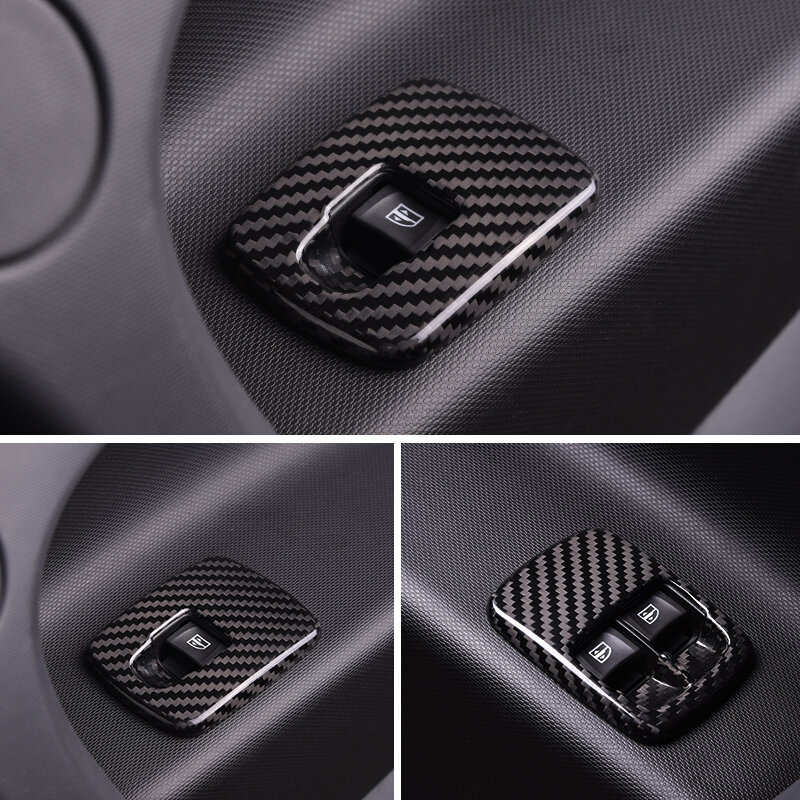 Botón de elevación de ventana modificado para interior de coche, accesorios de panel decorativo de acero inoxidable para nuevo smart 453, 2 uds./Set