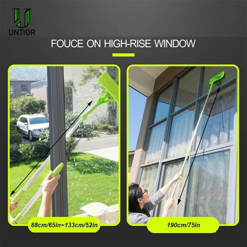 UNTIOR 고층 창 청소 유리 클리너 브러시 세척 창 스퀴지 마이크로 화이버 확장 가능한 창 스크러버 청소