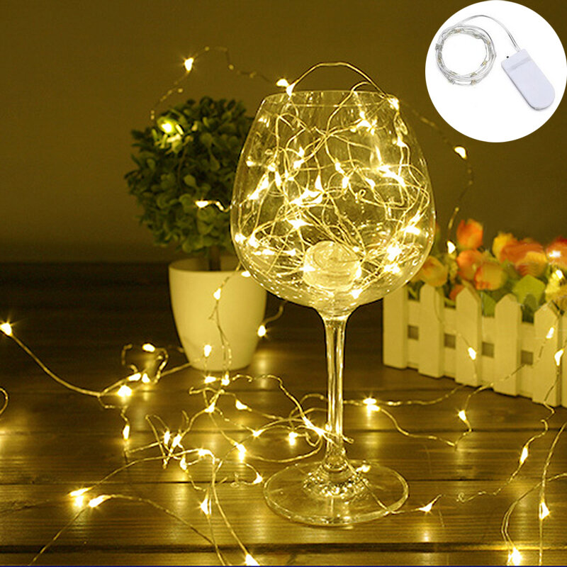 Led Fairy Silver Copper Lights 1M 2M 3M Wire Star Tira String Beads Waterproof Home Outdoor Garland Wedding Xmas New Year Decor