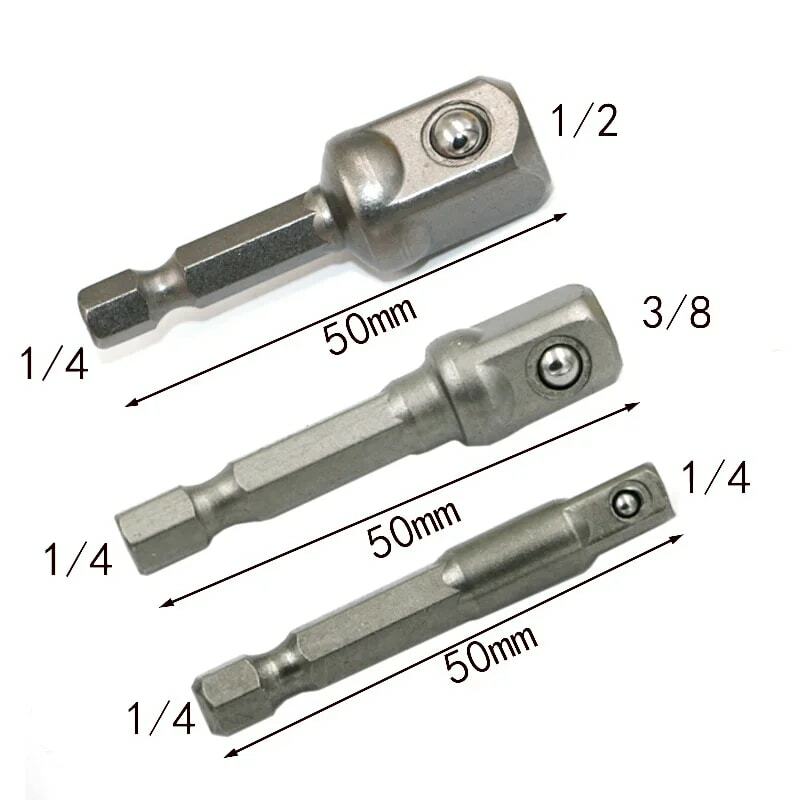 Adattatore per presa in acciaio al cromo vanadio con codolo da EX a 1/4 "3/8" 1/2 "punte elicoidali Set di punte esagonali utensili elettrici