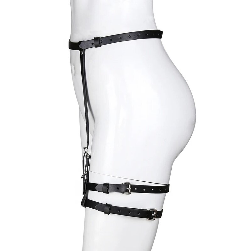 Verstelbare Taille Garter Riem Pu Leer Vrouwen Enkele Been Body Harnasgordel