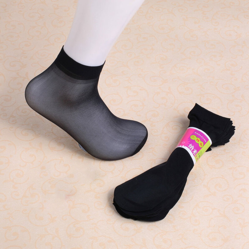 Neue Ankunft Transparent Frauen Männer Füße Schwarz Socken Samt Flache Kurze Seide Fabrik Großhandel