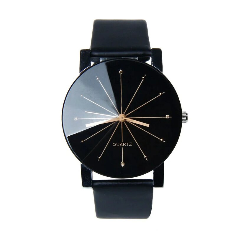 Relógio de pulso quartzo com pulseira de couro, relógio casual feminino e masculino, com pulseira em couro, novo, luxuoso, 2020