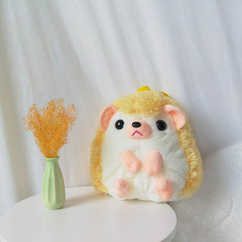 Bonito pelúcia ouriço bolsa de ombro brinquedo de pelúcia redonda pequeno ouriço mochila presentes para namorada