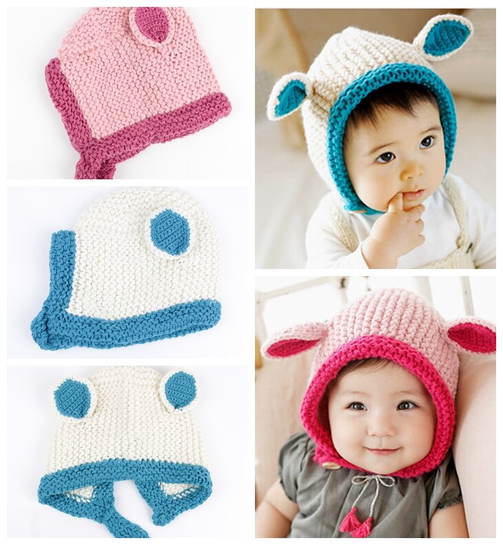 Novo chapéu de lã em forma de animal, inovador, orelhas de coelho, chapéu de bebê em malha, outono e inverno, bonés, adereços de fotografia