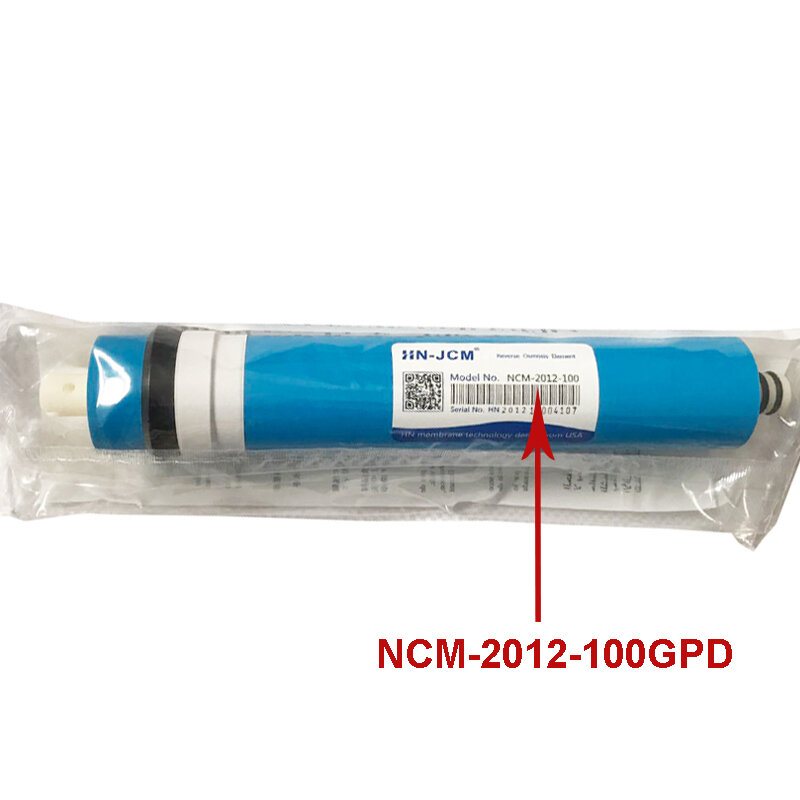 Membrana RO seca NCM para carcasa residencial, filtro de agua, tratamiento purificador, sistema de ósmosis inversa, estándar NSF/ANSI, 100 GPD