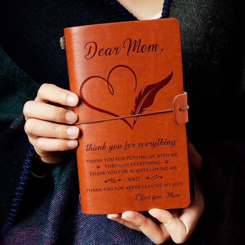 دفتر يوميات جلدي منقوش للزوجة والبنت والابن والأم والأب ، مع اقتباسات رسائل مخصصة ، هدية الذكرى السنوية للعائلة