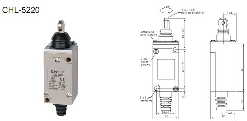 Interruptor de límite de CHL-5220 CNTD Original de alta calidad, Micro interruptor, carcasa inferior metálica, 4 unids/lote