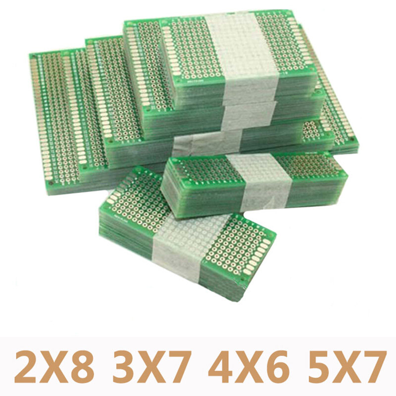 20個/ピース/ロット5x7 4x6 3x7 2x8cmダブルサイド亜鉛メッキDIYユニバーサルプリント回路PCBボードリニアボードarduino用