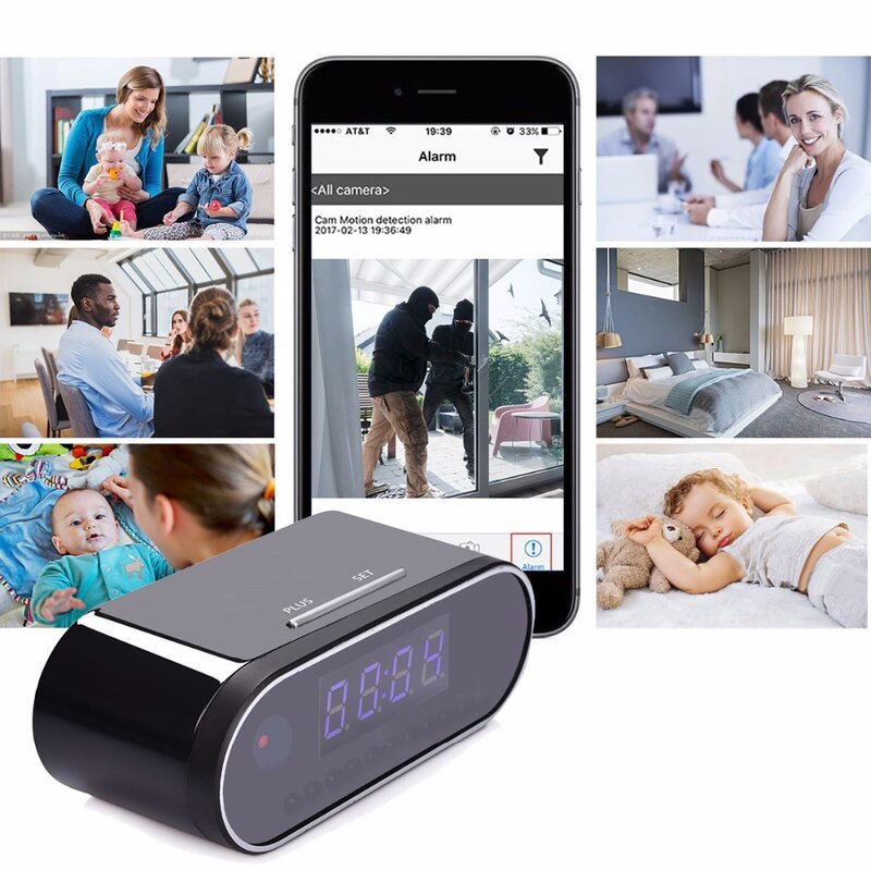 Table Clock Camera 4K 1080P HD WIFI Control Concealed IR Night View Alarm Mini DV DVR Camcorder Home Secret Invisible hidden TF