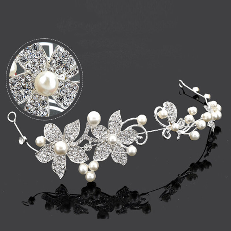 Diadèmes de mariée avec perles et feuilles de cristal, 1 pièce, accessoires pour cheveux élégants, pour coiffure de bal féminin, couvre-chef, cadeau