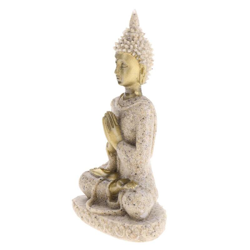 MagiDeal-estatua de Buda de meditación de piedra arenisca, escultura hecha a mano, miniaturas de meditación, adorno, estatua para el hogar D #3