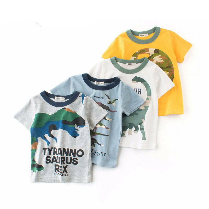 子供夏の服ベビーボーイ Tシャツコットン恐竜半袖 Tシャツ男の子服カジュアル Tシャツ 2-10Y シャツ