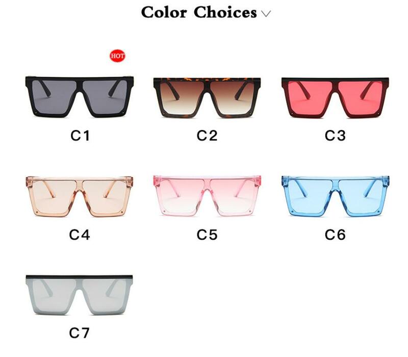 Gafas De Sol De estilo Retro para hombre y mujer, lentes De Sol De gran tamaño con montura cuadrada y parte superior plana, a la moda, nuevas