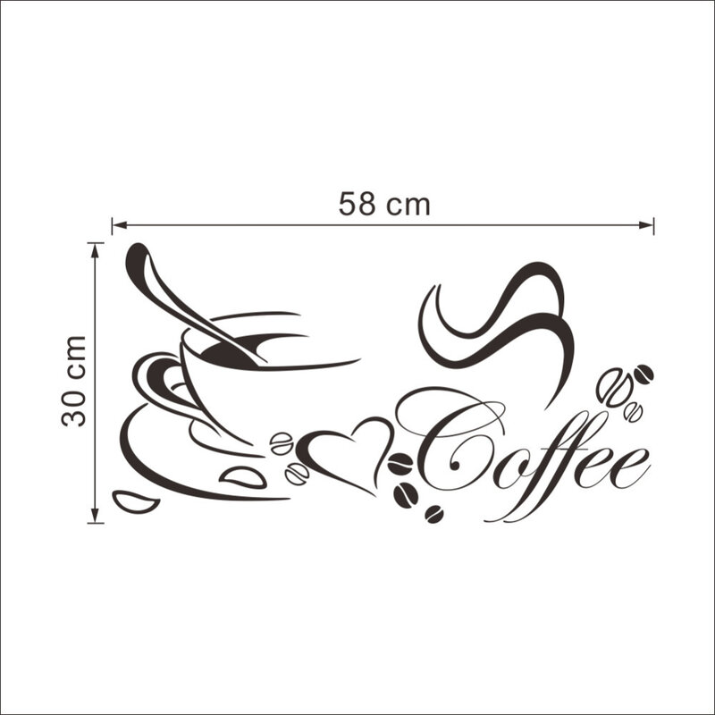 Koffie Cup Met Hart Vinyl Citaat Restaurant Keuken Verwijderbare Muurstickers Diy Home Decor Art Mural Drop Shipping