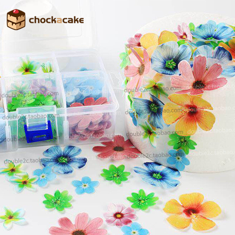 Съедобные цветы для украшения торта, 37 шт., вафельные цветы для украшения торта, съедобная бумага для украшения кекса