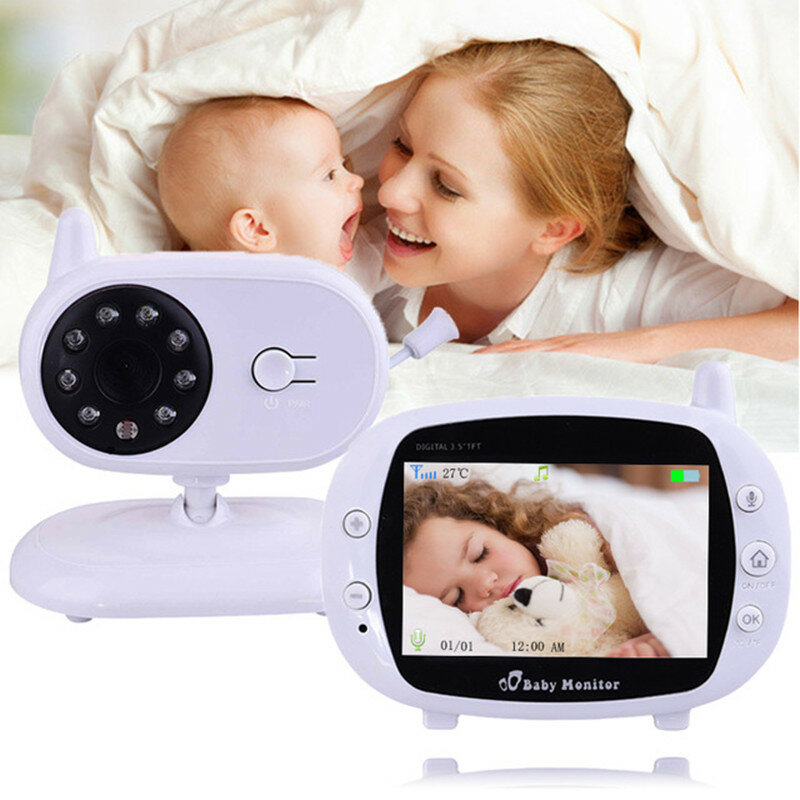 Monitor digital com vídeo para bebê, visão noturna, monitoramento eletrônico, walkie talkie, colorido, sem fio, 3.5