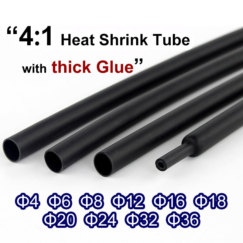 Tubo termorretráctil con pegamento para pared Dual, envoltura de alambre, envoltura de alambre, 4mm, 6mm, 8mm, 12mm, 16mm, 18mm, 20mm, 24mm, 32mm, 4:1