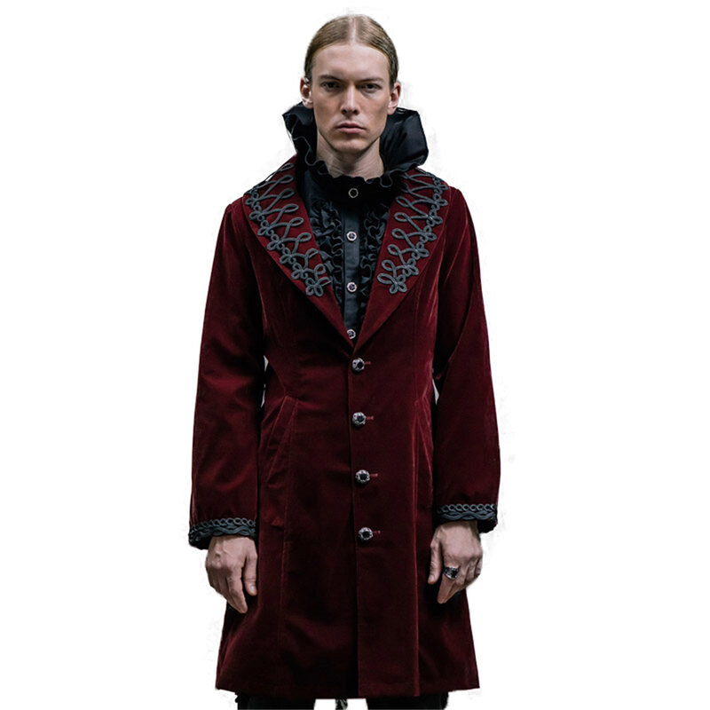 Gothic Men's Dress Coat Steampunk Lapel Neck Winter Long Jacket Party Halloween Outerwear Coats