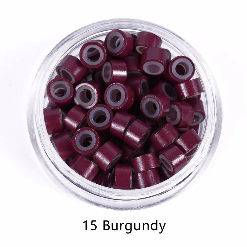 1000 pièces 5mm Micro anneau perles Silicone lien microrçage pour plume cheveux Extension outils 3 # brun foncé. 9 couleurs En Option