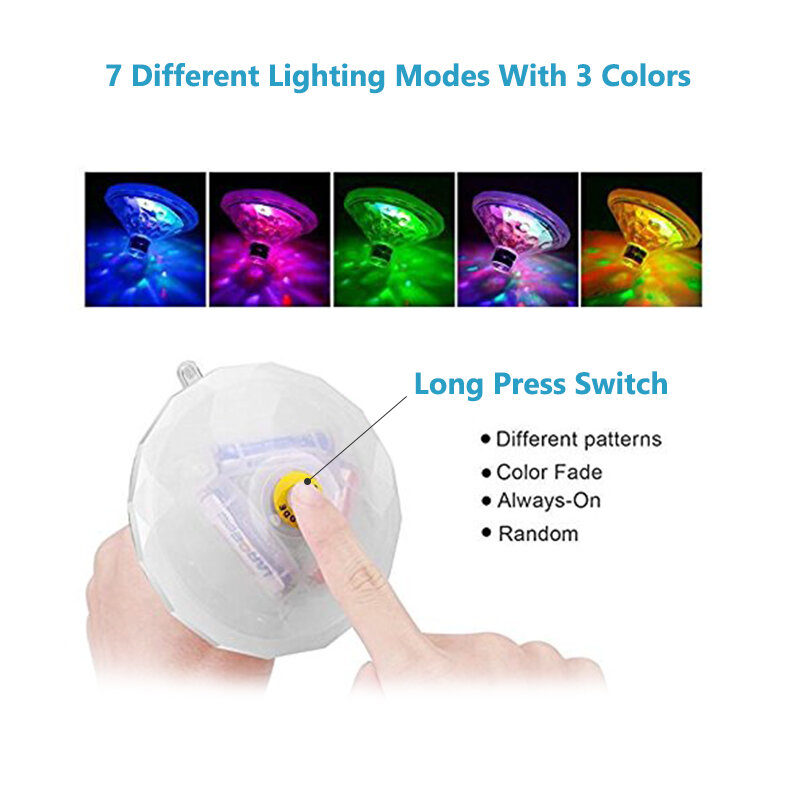 1 PCS Waterproof led Stunning Floating Underwater LED Disco Light Glow Show Swimming Pool Hot Tub Spa Lamp With 7 modes